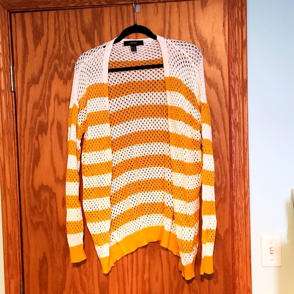 Women's Forever 21 cardigan,  mustard and white,  size medium